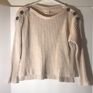 Zara ribbed top size 10 long sleeves kids collection brown buttons cream